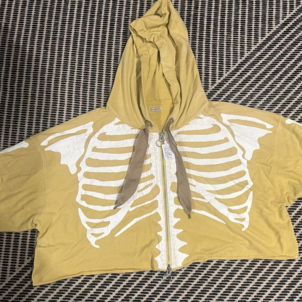 Kapital Mustard Skeleton Zip Hoodie